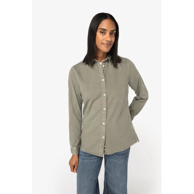 Eco-friendly ladies’ washed effect shirt